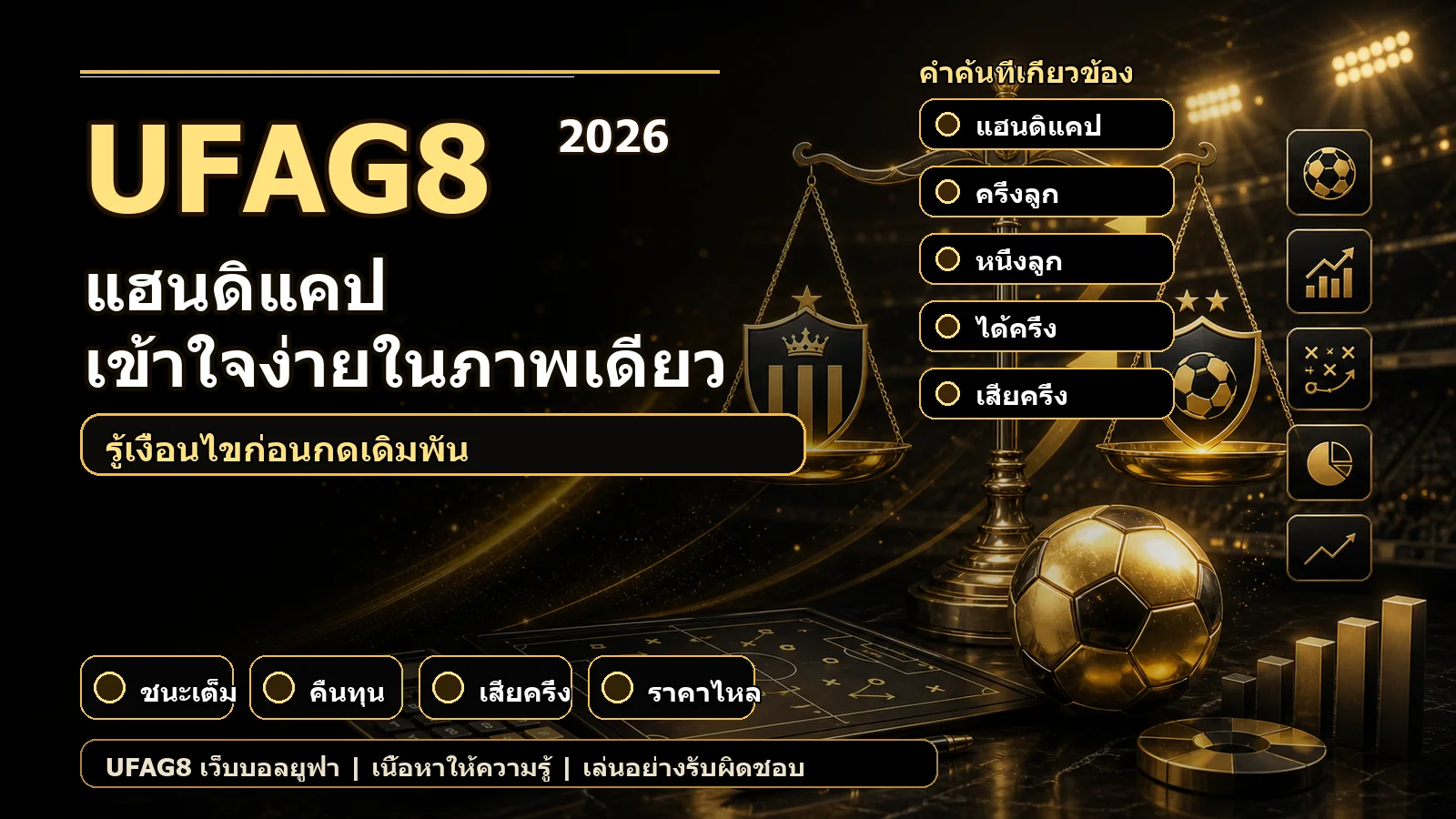 ภาพอธิบายแฮนดิแคป ราคาบอล และเงื่อนไขก่อนเดิมพัน